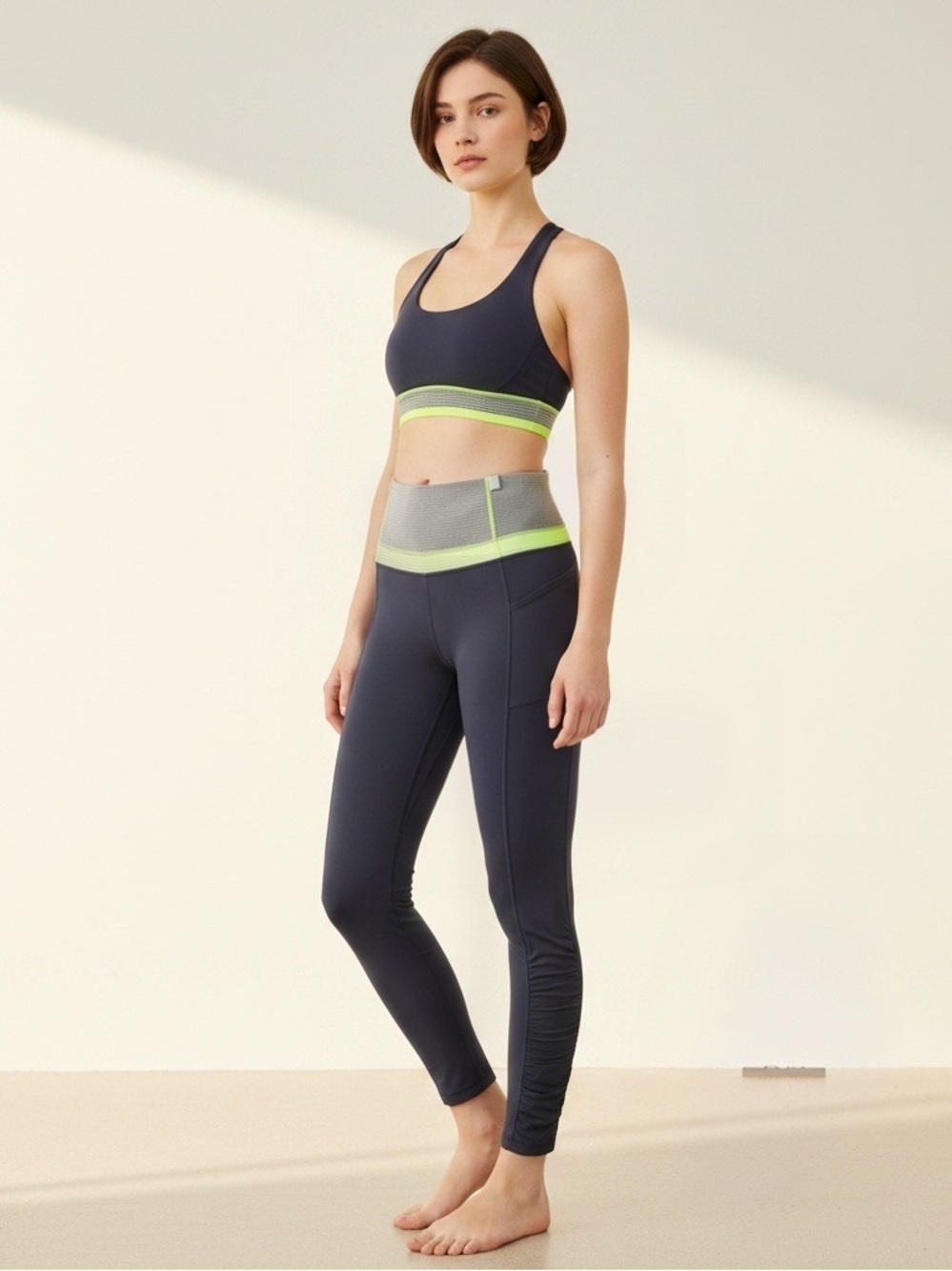 Lululemon Swift Speed 7/8 Leggings Sz 8 Black Green Zippered Pocket Dance EUC